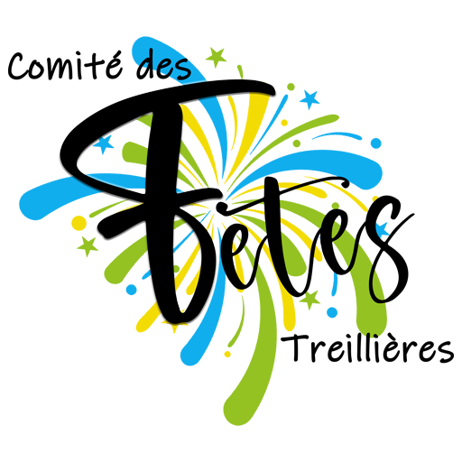 logo bleu jaune et vert du comité des fêtes de la ville de Treillières